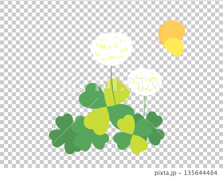 シロツメグサと黄色い蝶々 シロツメグサと黄色い蝶々 135644484