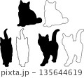猫の白黒シルエットセット 135644619