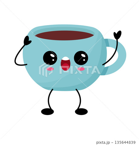Kawaii Coffee Cup Character With Surprised Expression Illustration 135644839