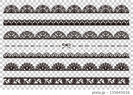 Black lace-like line illustration set 135645016