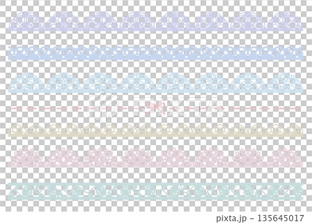 カラフルなレース風ライン　イラスト素材セット 135645017