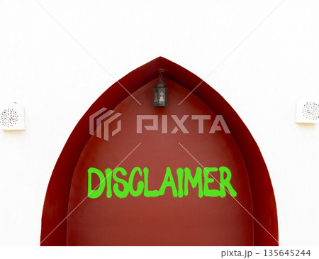 Disclaimer symbol. Concept word Disclaimer on beautiful red wall. Beautiful red and white wall background. Business disclaimer concept. Copy space. Disclaimer symbol. Concept word Disclaimer on beautiful red wall. Beautiful red and white wall background. Business disclaimer concept. Copy space. 135645244
