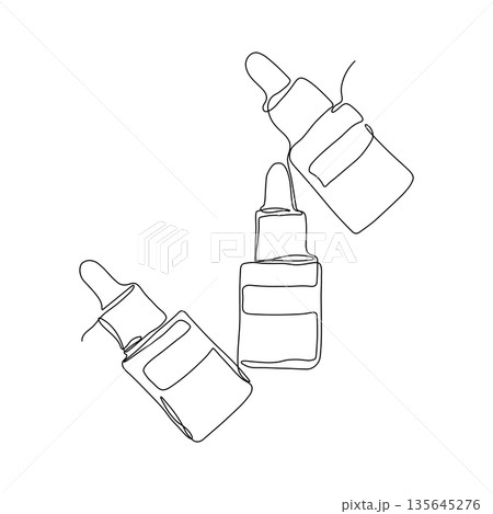 Face serum one line illustration. Skin care line drawing. Beauty vector design Face serum one line illustration. Skin care line drawing. Beauty vector design 135645276