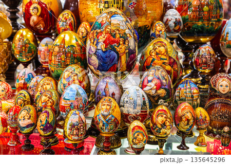 Traditional Christmas souvenir nutcrackers sold on Christmas market 135645296