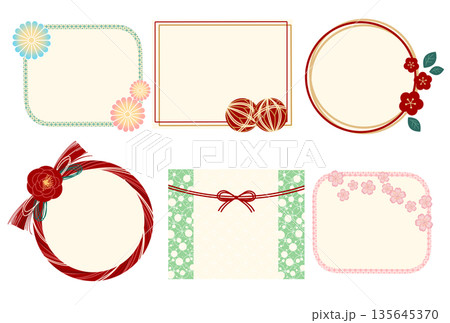 おしゃれな和柄のフレームセット枠内色付 おしゃれな和柄のフレームセット枠内色付 135645370