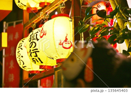 狐の行列の夜の装束稲荷神社 東京 狐の行列の夜の装束稲荷神社 東京 135645403