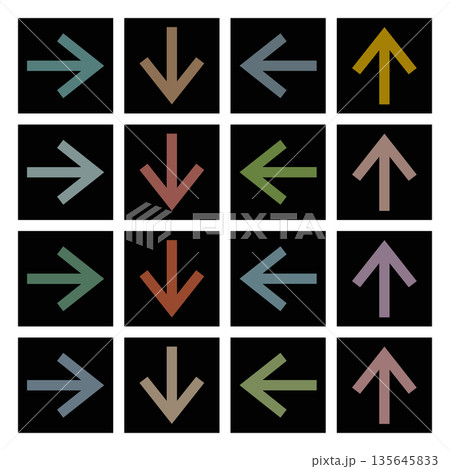 Directional symbols on black backgrounds 135645833