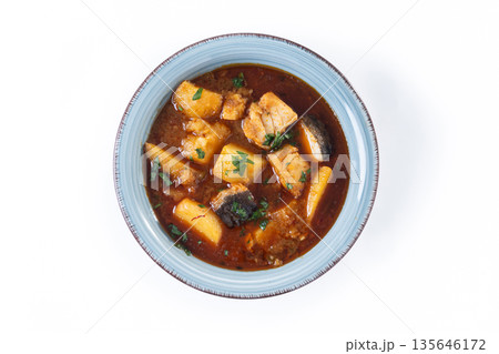 Traditionally prepared cod in Spanish. 135646172