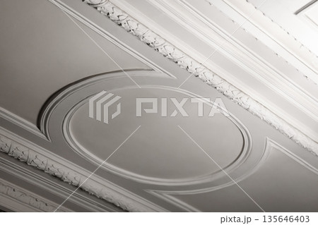 A closeup view of an elegant, old-world ceiling A closeup view of an elegant, old-world ceiling 135646403