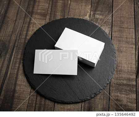 Blank business cards, slate plate 135646492