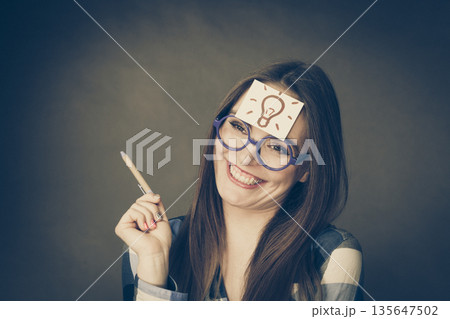 Woman thinking seeks a solution Woman thinking seeks a solution 135647502