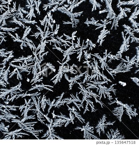 Beautiful winter abstract background with frost. Macro detail shot of ice. 135647518