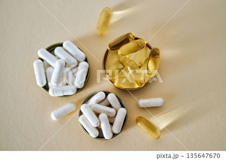 Supplement capsules for health and wellness treatment 135647670