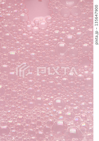 Bubbles of body gel or shampoo or shaving gel. Closeup. 135647900