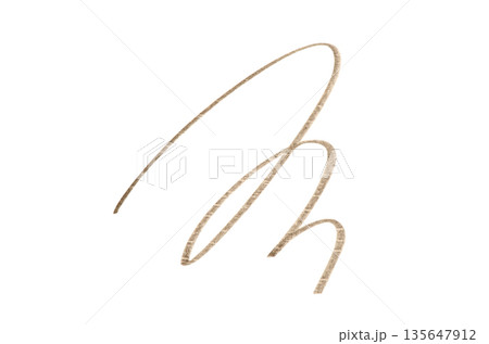 A brown stroke from a cosmetic eyebrow pencil. Isolated on a white background. 135647912