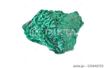 Natural malachite stone with distinctive green copper ore patterns displaying geological mineral Natural malachite stone with distinctive green copper ore patterns displaying geological mineral 135648733