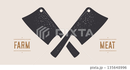 Butcher Knife. Butchery symbol, icon logo, sign 135648996