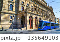 Blue tram in Prague 135649103