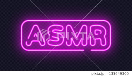 Neon ASMR sign creates a calm and modern digital mood. Soft glowing letters fit streaming visuals, audio content, and creative branding. Neon ASMR sign creates a calm and modern digital mood. Soft glowing letters fit streaming visuals, audio content, and creative branding. 135649300