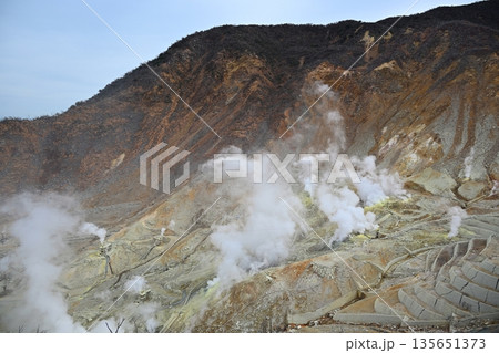 冬の大涌谷噴煙地 神奈川 冬の大涌谷噴煙地 神奈川 135651373