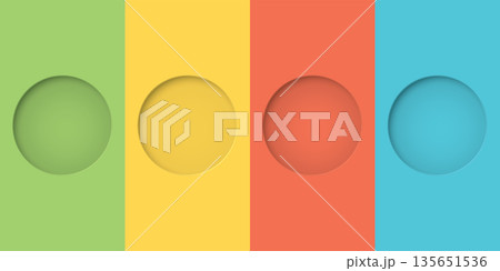 4 of colorful three dimension circle frame paper cut style on vector illustration template. 135651536