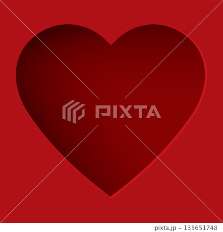 Abstract 3 dimension heart frame paper cut on red background with blank space. Valentine's day greeting card template. Abstract 3 dimension heart frame paper cut on red background with blank space. Valentine's day greeting card template. 135651748