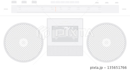 Retro cassette player and radio interface flat design faded vector illustration on white background. Retro cassette player and radio interface flat design faded vector illustration on white background. 135651766