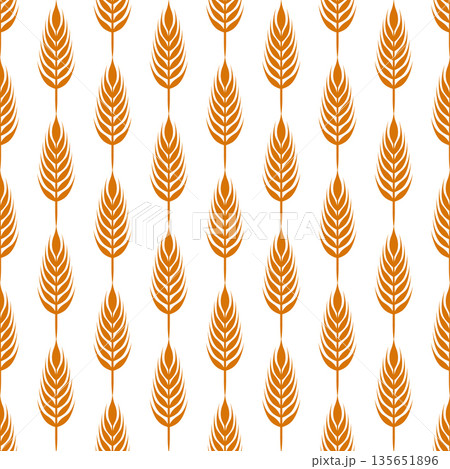 Vector Seamless Pattern with Agriculture Wheat and Cereal Ears on White. Organic Wheat, Rice Ear Design Template. Bread, Beer Packaging, Farming, Organic Food Concepts Vector Seamless Pattern with Agriculture Wheat and Cereal Ears on White. Organic Wheat, Rice Ear Design Template. Bread, Beer Packaging, Farming, Organic Food Concepts 135651896