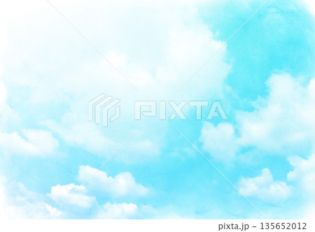 青のパステル画の雲の背景 135652012