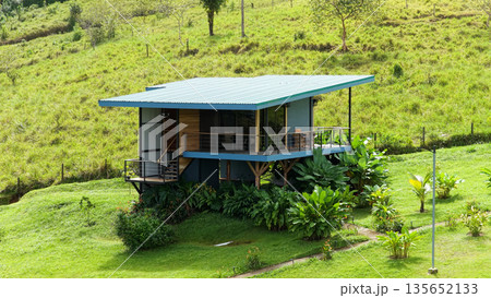 Costa rica eco lodge in green tropical landscape Costa rica eco lodge in green tropical landscape 135652133
