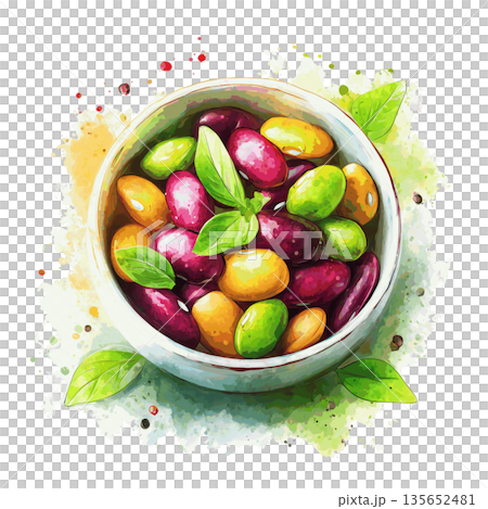 Clipart of Grain and Bean Bowl in Delicious Atmosphere on Transparent Background for Healthy Living 135652481