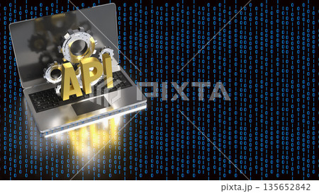 API Integration and Artificial Intelligence Technology Concept on Laptop 3d render. API Integration and Artificial Intelligence Technology Concept on Laptop 3d render. 135652842