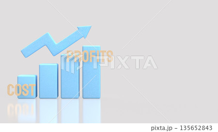 Business Profit Growth Concept with Rising Cost to Revenue Chart 3d render. Business Profit Growth Concept with Rising Cost to Revenue Chart 3d render. 135652843