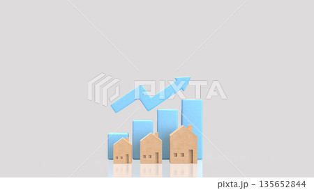 Real Estate Market Growth Concept with Rising Property Value Chart 3d render. 135652844