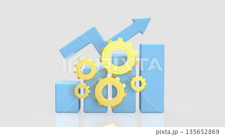 Business Performance Optimization Concept with Gears and Growth Chart 3d render. Business Performance Optimization Concept with Gears and Growth Chart 3d render. 135652869