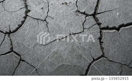 Dry Cracked Ground Shows Signs of Drought in an Arid Landscape During Midday Dry Cracked Ground Shows Signs of Drought in an Arid Landscape During Midday 135652915