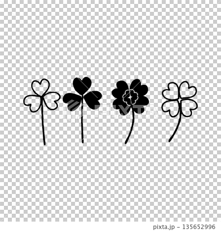 手繪可愛三葉草插畫素材 手繪可愛三葉草插畫素材 135652996