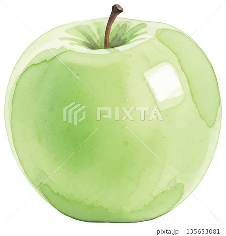 青りんごの水彩風イラスト 135653081