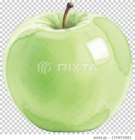 青りんごの水彩風イラスト 135653081