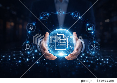 AI generated digital document management platform for secure business data workflow automation cloud storage governance collaboration analytics and enterprise efficiency 135653366