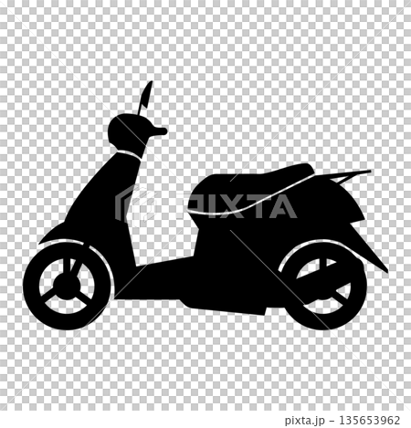 横向きのバイクのシルエットイラスト素材 135653962