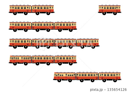 おもちゃ風の気動車のイラストセット おもちゃ風の気動車のイラストセット 135654126