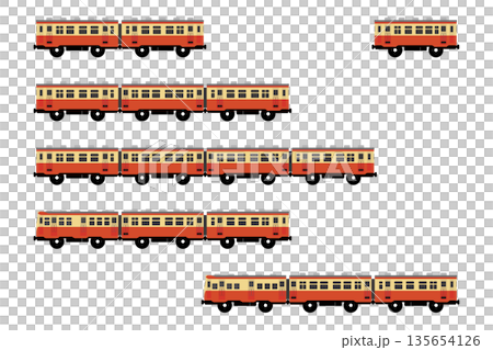 おもちゃ風の気動車のイラストセット おもちゃ風の気動車のイラストセット 135654126