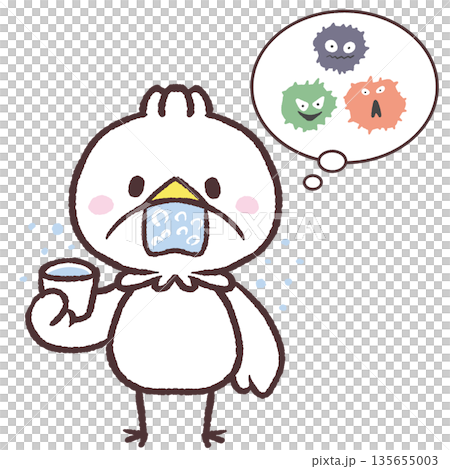 圖：一隻白鳥漱口以排出病毒 135655003