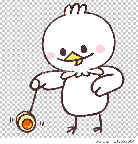 一隻白鳥玩溜溜球的插圖 一隻白鳥玩溜溜球的插圖 135655004