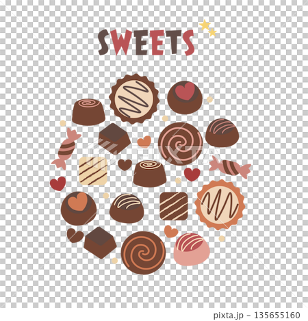 Sweets ingredients Valentine's Day ingredients Various chocolate set Sweets ingredients Valentine's Day ingredients Various chocolate set 135655160