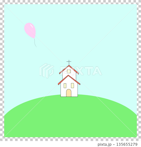 教堂和草地 135655279