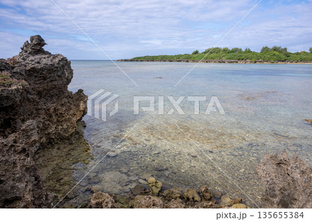 日本の沖縄のとても美しい海の風景 135655384