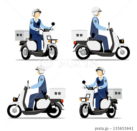 スクータータイプのオートバイに乗る警察官 135655641