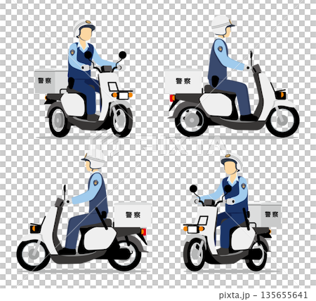 スクータータイプのオートバイに乗る警察官 135655641